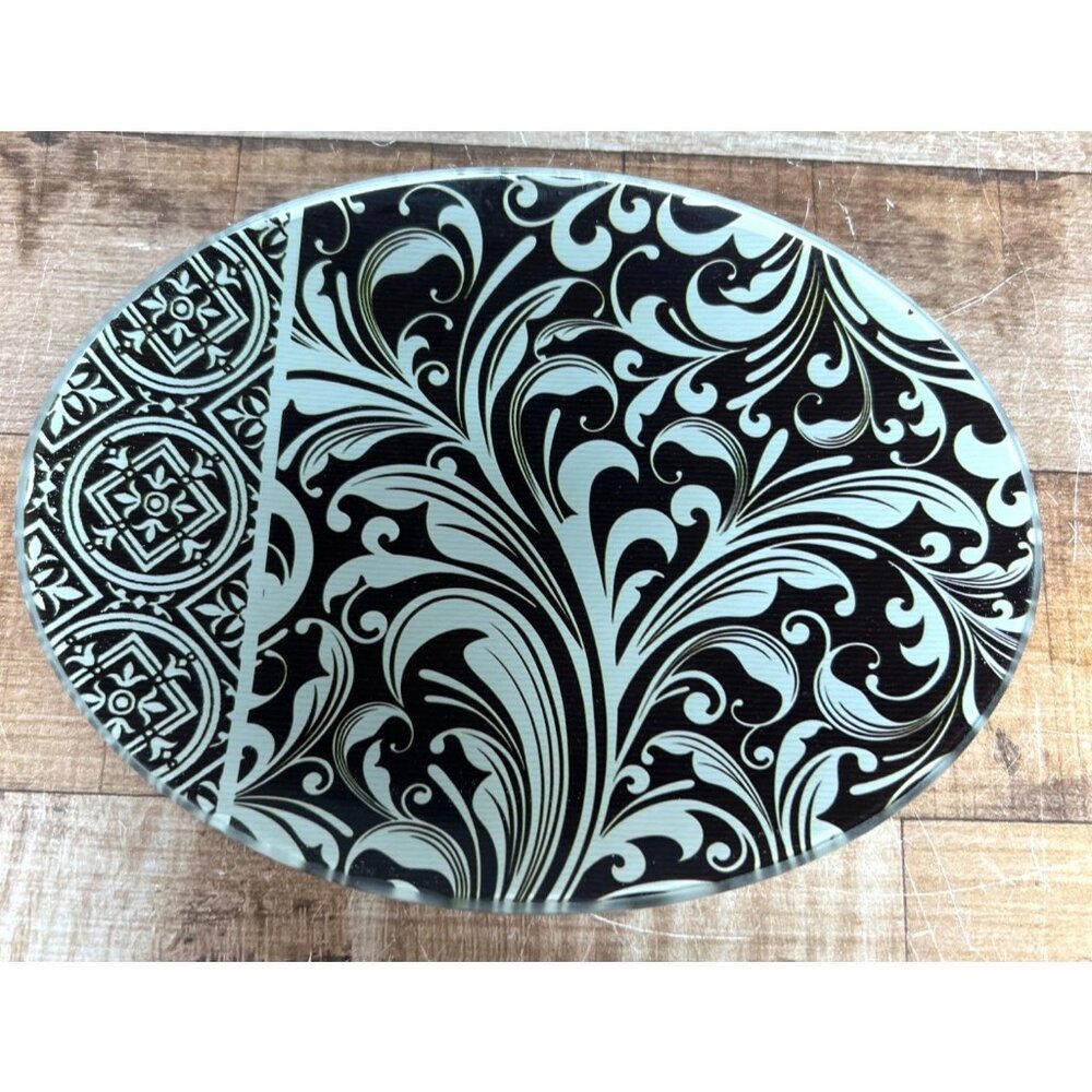 Black Florentine Glass Soap or Trinket Dish Oval